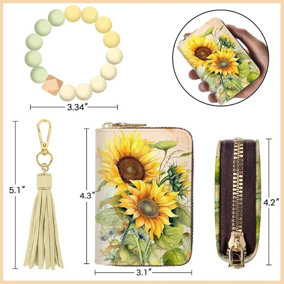 Credit Card Holder RFID Wallet, Small Card Holder Wallet for Women with Keychain - Picture 6 of 6